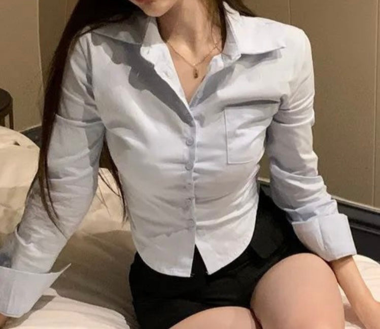 Jackie | Dames Korte Chiffon Blouse, Getailleerd & Frans Geïnspireerd