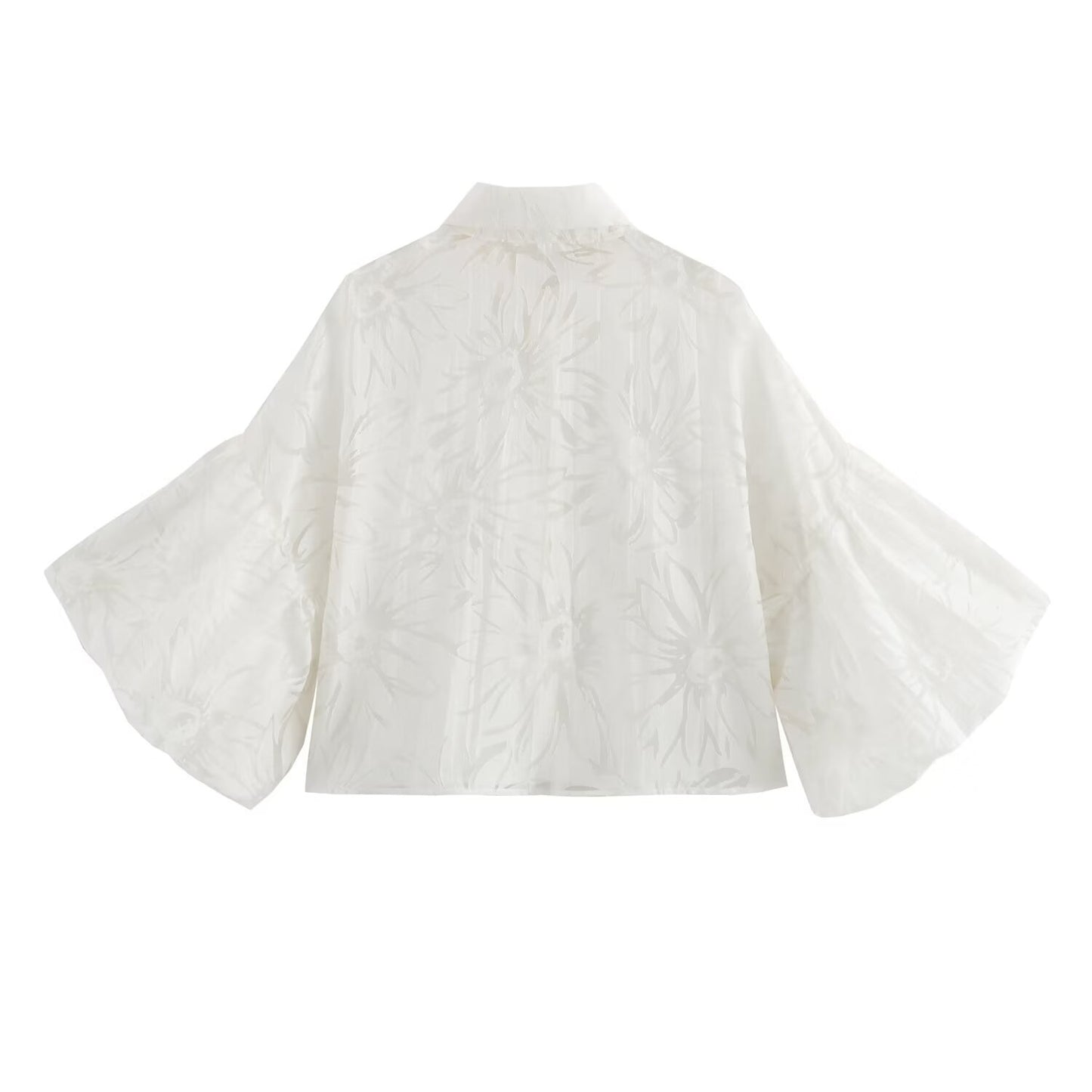 Dora | Dames Korte Blouse – Franse Stijl, Puff Mouwen & Klassieke Kraag