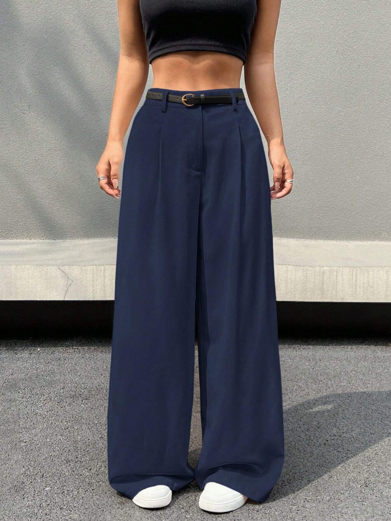 Ellie | Dames High-Waist Wide Leg Pantalon – Soepelvallend, Rechte Pijp & Lange Pasvorm