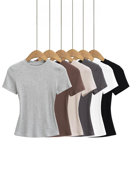Febe | Dames Basic T-shirt – Amerikaanse Fit, Slim & Ronde Hals