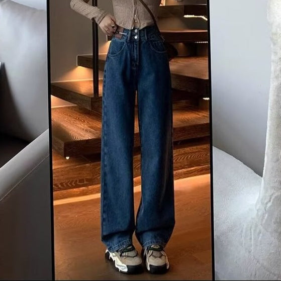 Jente | Dames Jeans – Vintage Wijde Rechte Pijpen | Hoge Taille & Losvallend Model