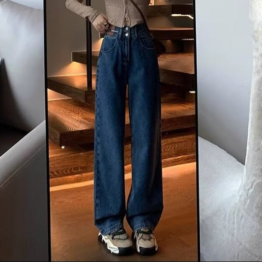 Jente | Dames Jeans – Vintage Wijde Rechte Pijpen | Hoge Taille & Losvallend Model