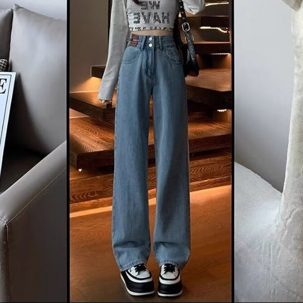 Jente | Dames Jeans – Vintage Wijde Rechte Pijpen | Hoge Taille & Losvallend Model