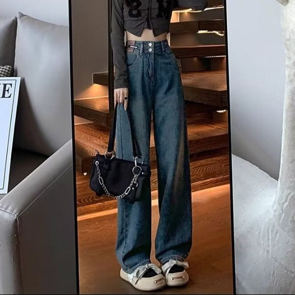 Jente | Dames Jeans – Vintage Wijde Rechte Pijpen | Hoge Taille & Losvallend Model