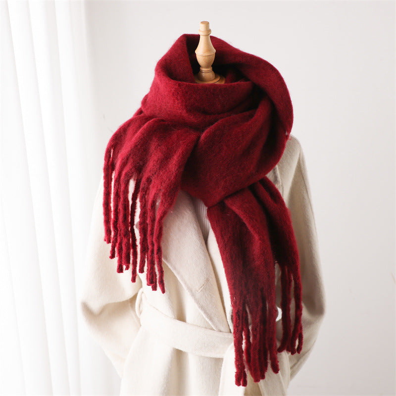 Jolien | Unisex Sjaal – Mohairmix, Effen Kleur & Extra Lang met Franje | Winter Warm