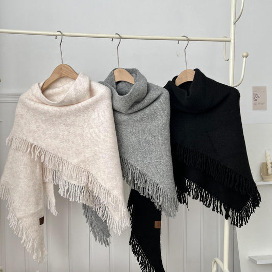 Juliana | Dames Sjaal – 15% Wol Mix | Luxe Gebreide Omslagdoek met Franje | Warme & Stijlvolle Shawl | Herfst/Winter 2025