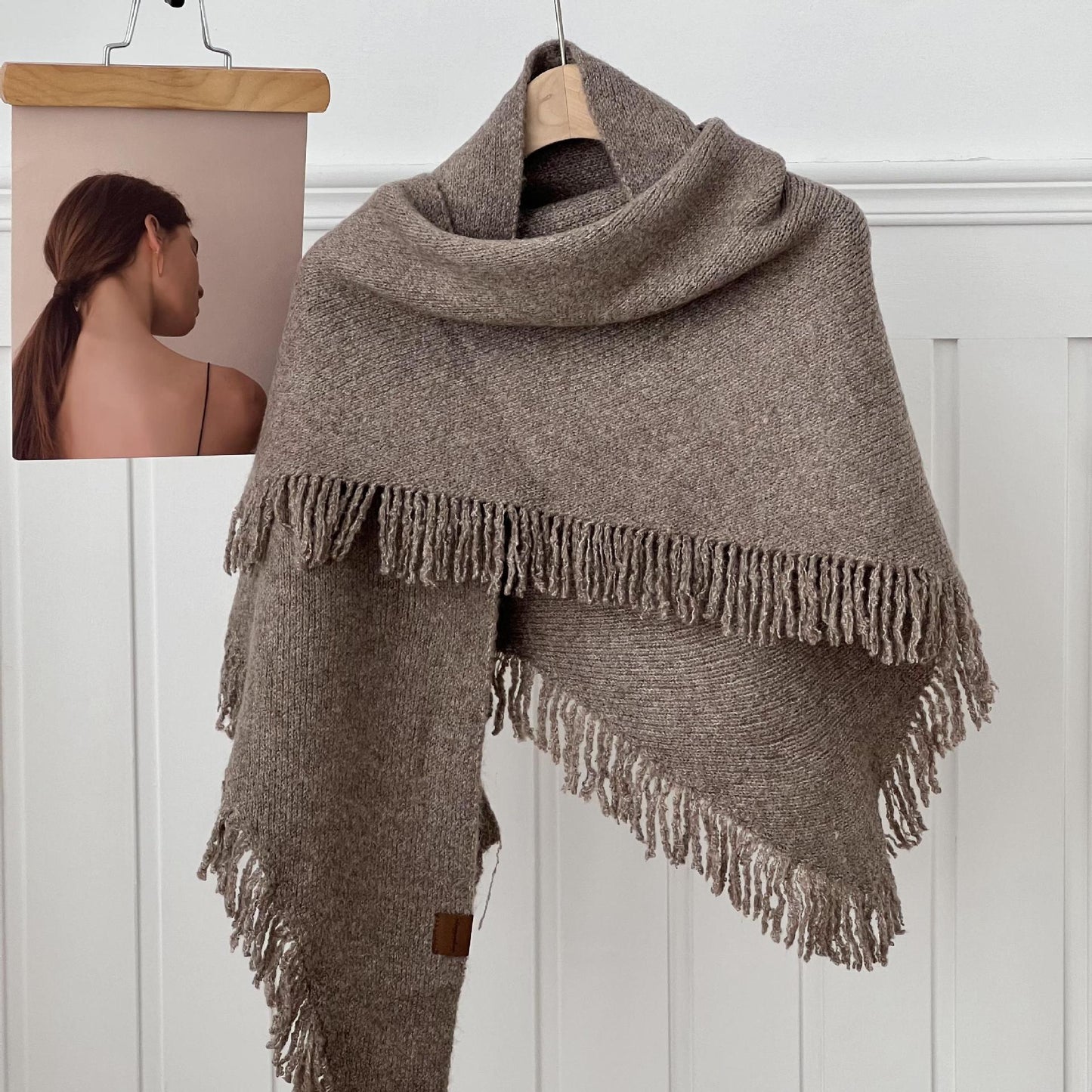 Juliana | Dames Sjaal – 15% Wol Mix | Luxe Gebreide Omslagdoek met Franje | Warme & Stijlvolle Shawl | Herfst/Winter 2025
