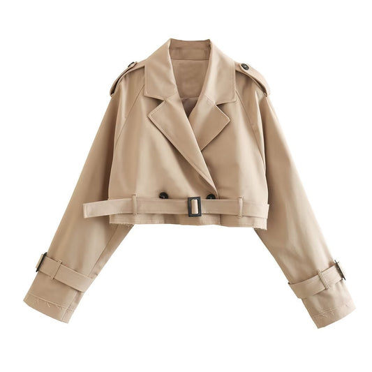 Lisanne | Dames Trenchcoat – Kort Model met Ceintuur | Europees/Amerikaanse Stijl | Voorjaar/Herfst