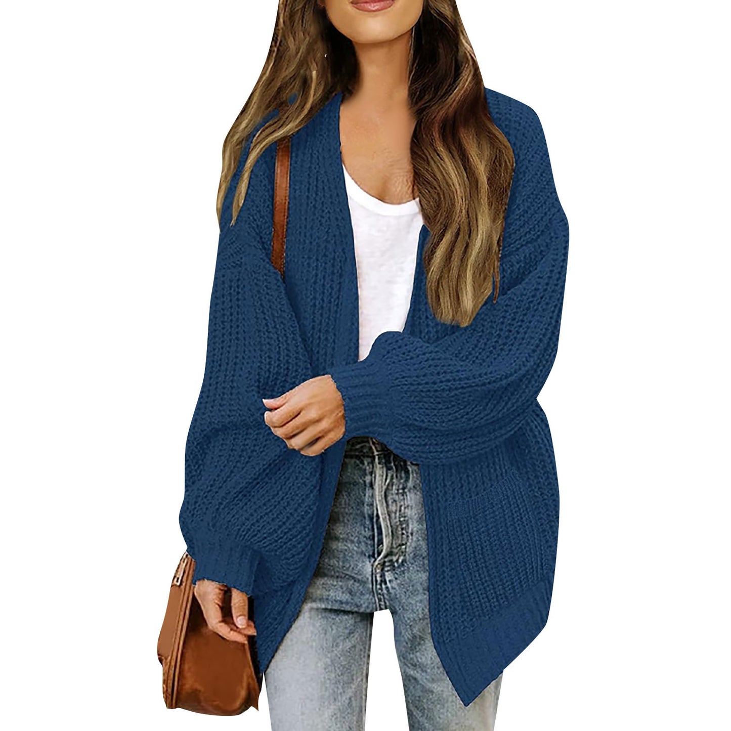Maud | Dames Gebreid Vest – Dikke Knit, Ballonmouwen & Met Zakken