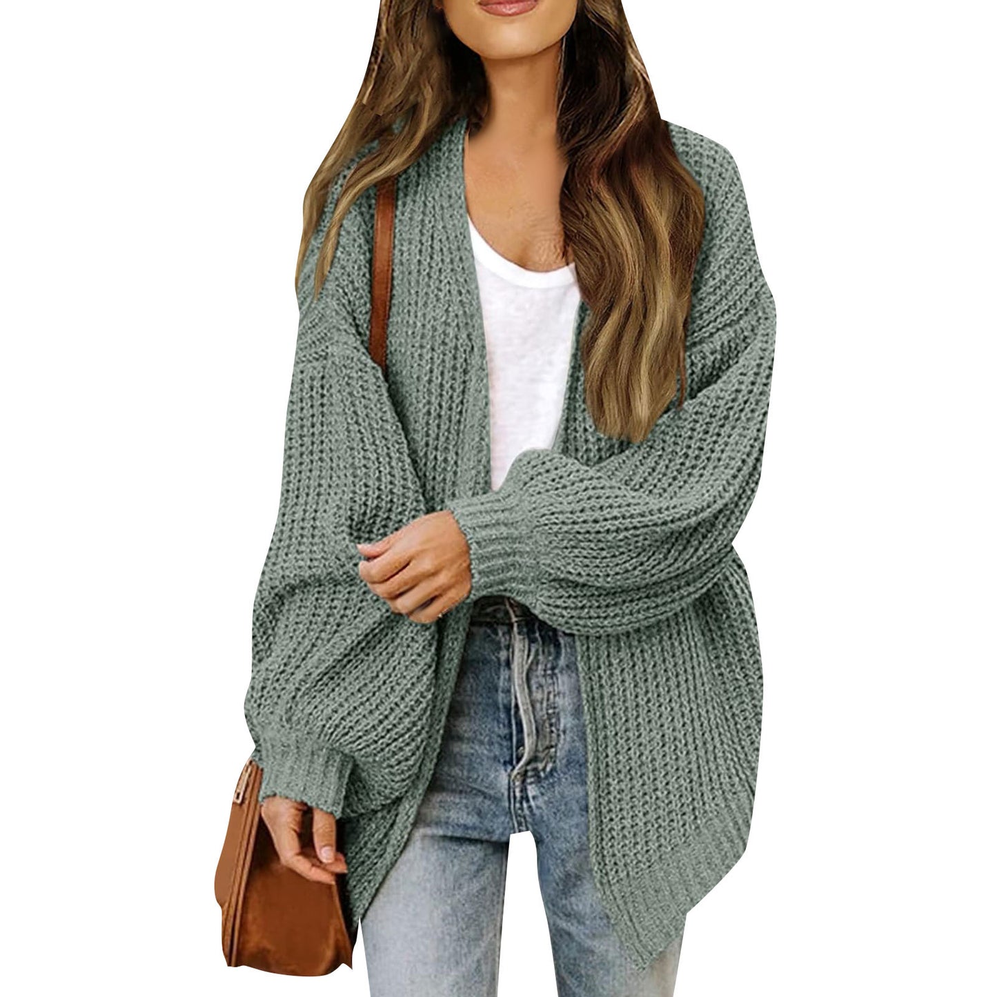 Maud | Dames Gebreid Vest – Dikke Knit, Ballonmouwen & Met Zakken
