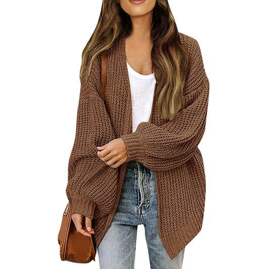 Maud | Dames Gebreid Vest – Dikke Knit, Ballonmouwen & Met Zakken