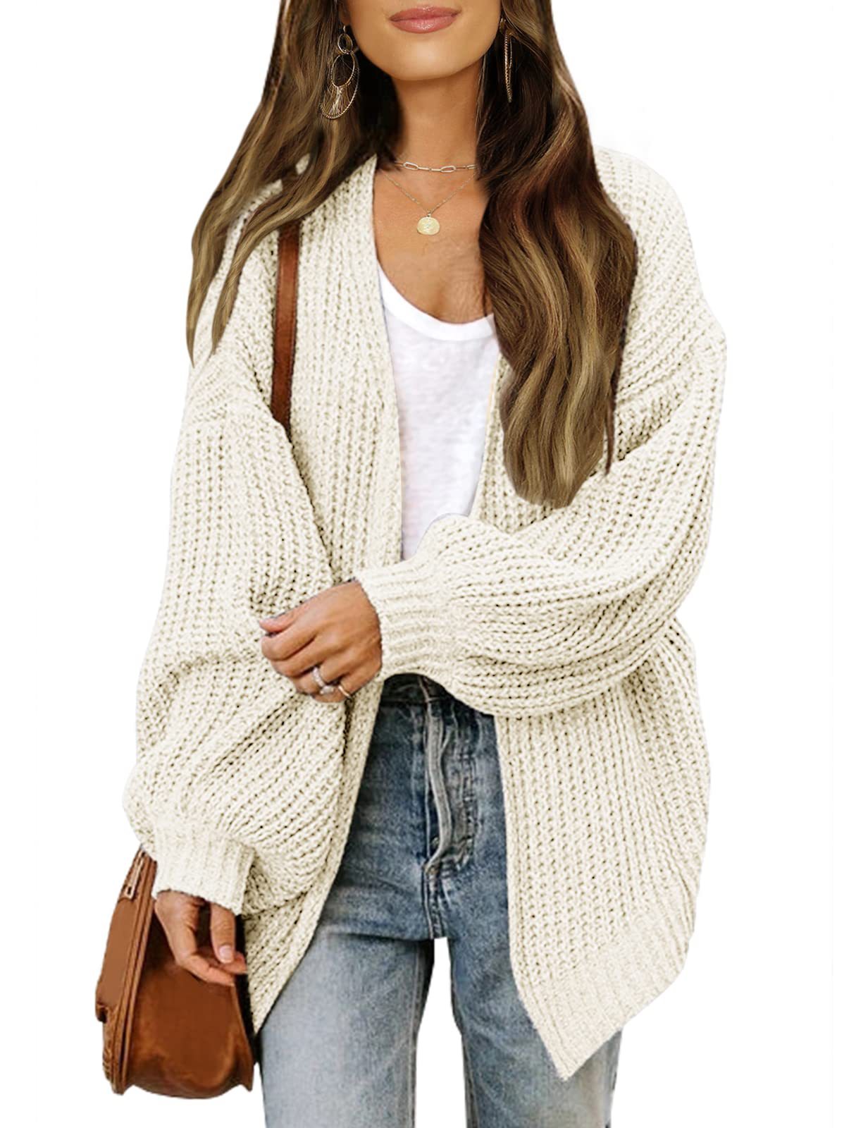 Maud | Dames Gebreid Vest – Dikke Knit, Ballonmouwen & Met Zakken