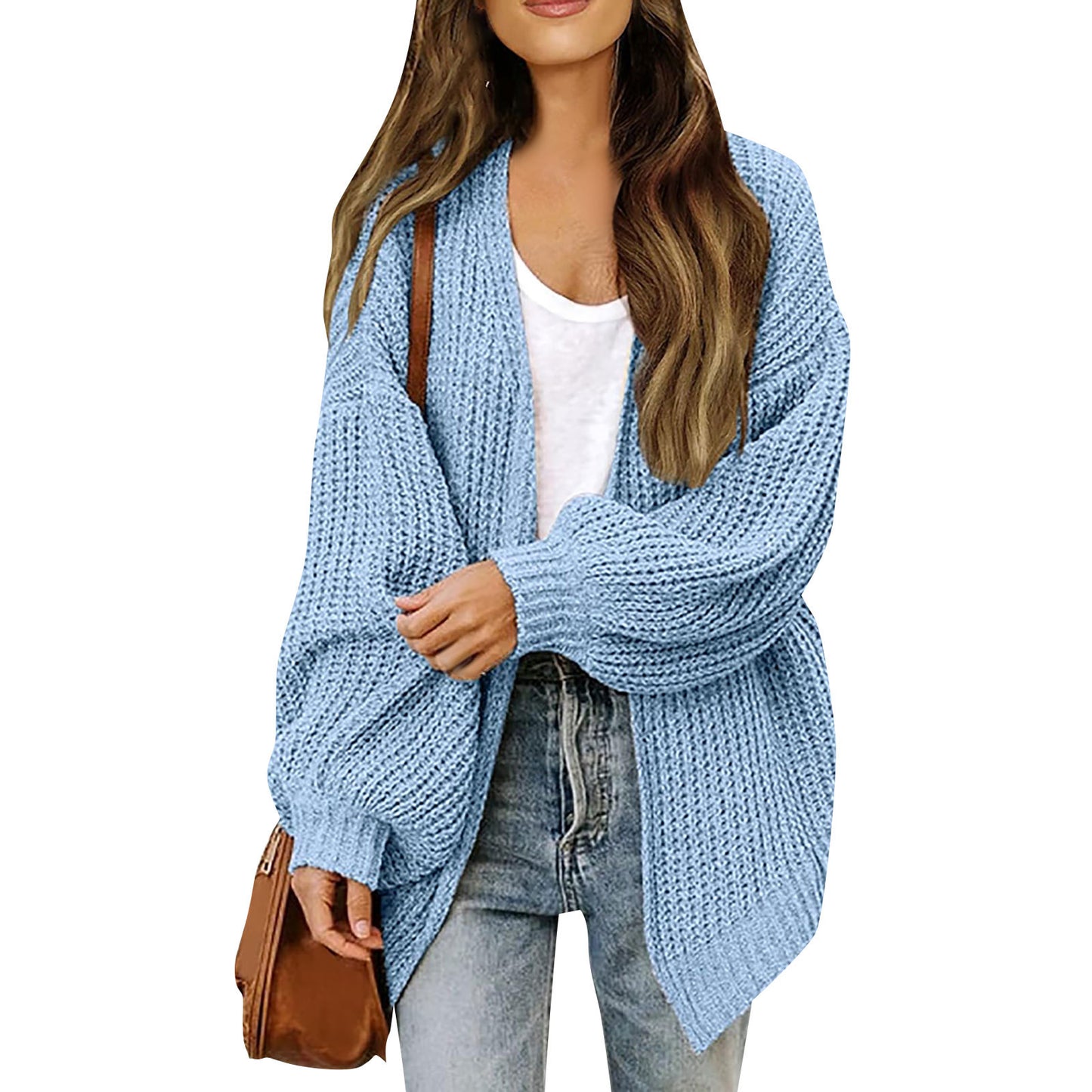 Maud | Dames Gebreid Vest – Dikke Knit, Ballonmouwen & Met Zakken