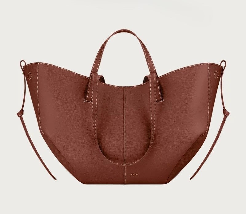 Polly | Polene Cyme Tote Bag – Leren Handtas met Vleugeldetail, Grote Capaciteit