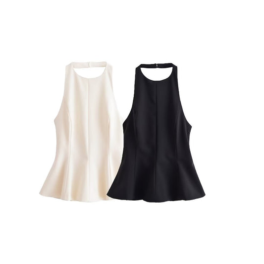 Quinny | Dames Halter Top – Effen Kleur, Getailleerd & Mini Dress Look