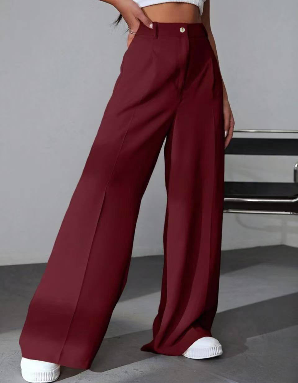 Roos | Dames Straight Leg Pantalon – Effen Kleur, Casual & Business Chic
