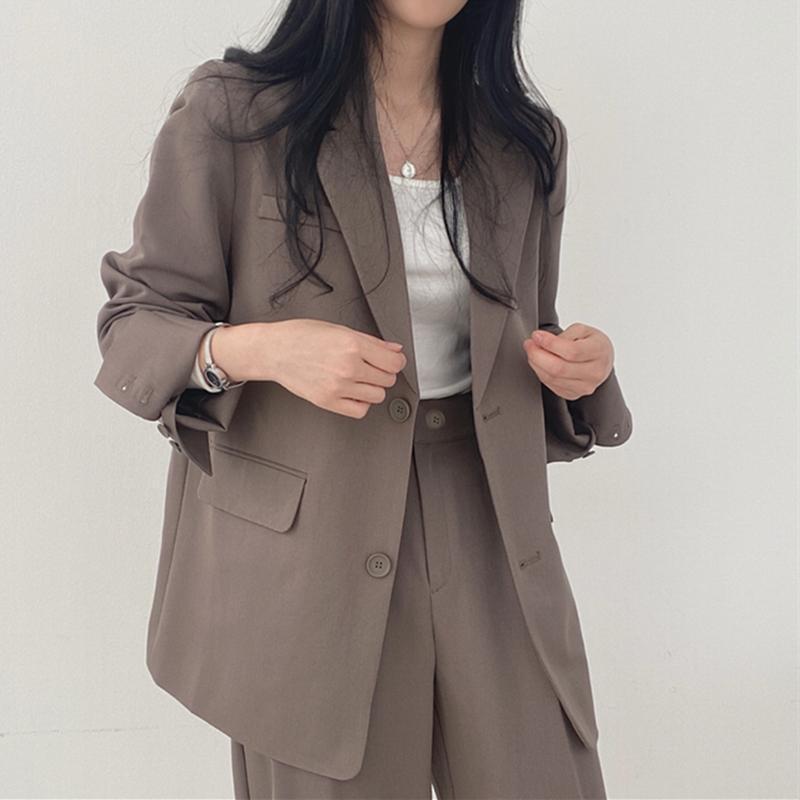 Sky | Dames Blazer Set – Bruin, Casual Chic & Getailleerd Design