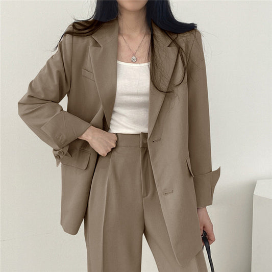 Sky | Dames Blazer Set – Bruin, Casual Chic & Getailleerd Design