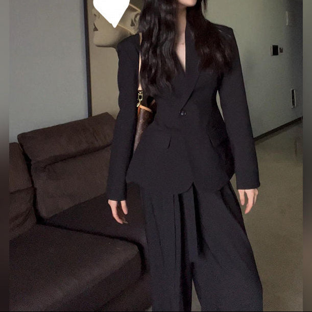 Suzanne | Dames Suit Set – Getailleerd Blazer & Wide Leg Pantalon