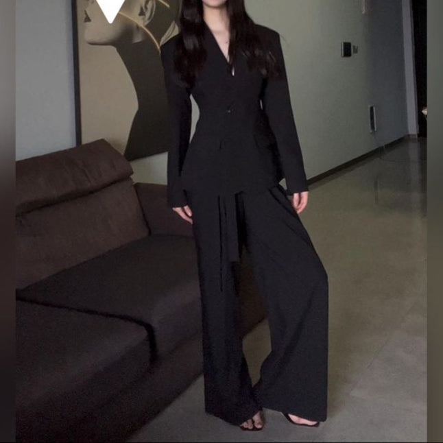 Suzanne | Dames Suit Set – Getailleerd Blazer & Wide Leg Pantalon