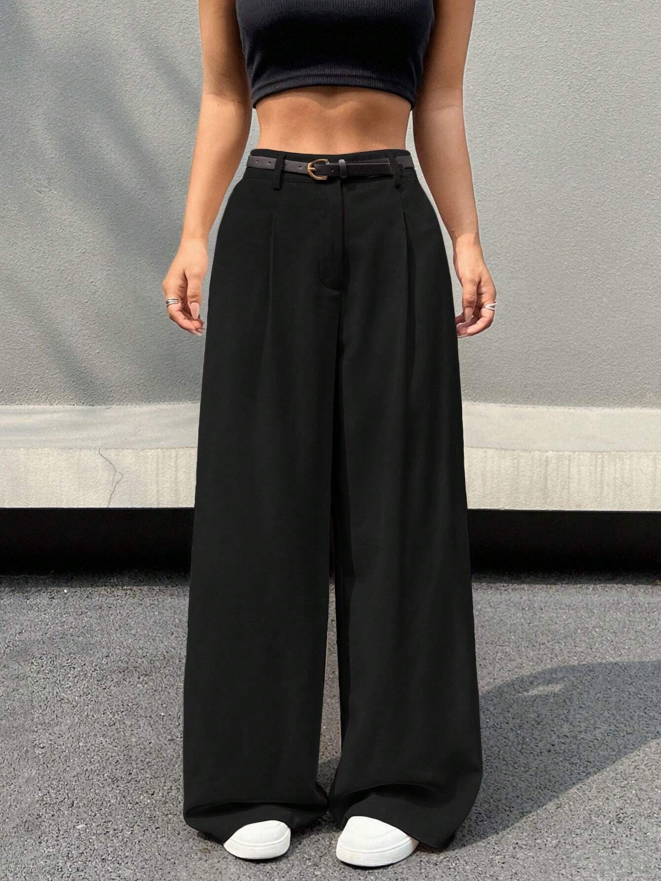 Ellie | Dames High-Waist Wide Leg Pantalon – Soepelvallend, Rechte Pijp & Lange Pasvorm