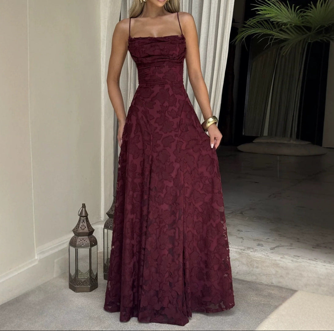 Belle | Dames Satijnen Jurk – Wijnrode Sexy Cami Dress | Europees/Amerikaanse Stijl | Nieuw 2025