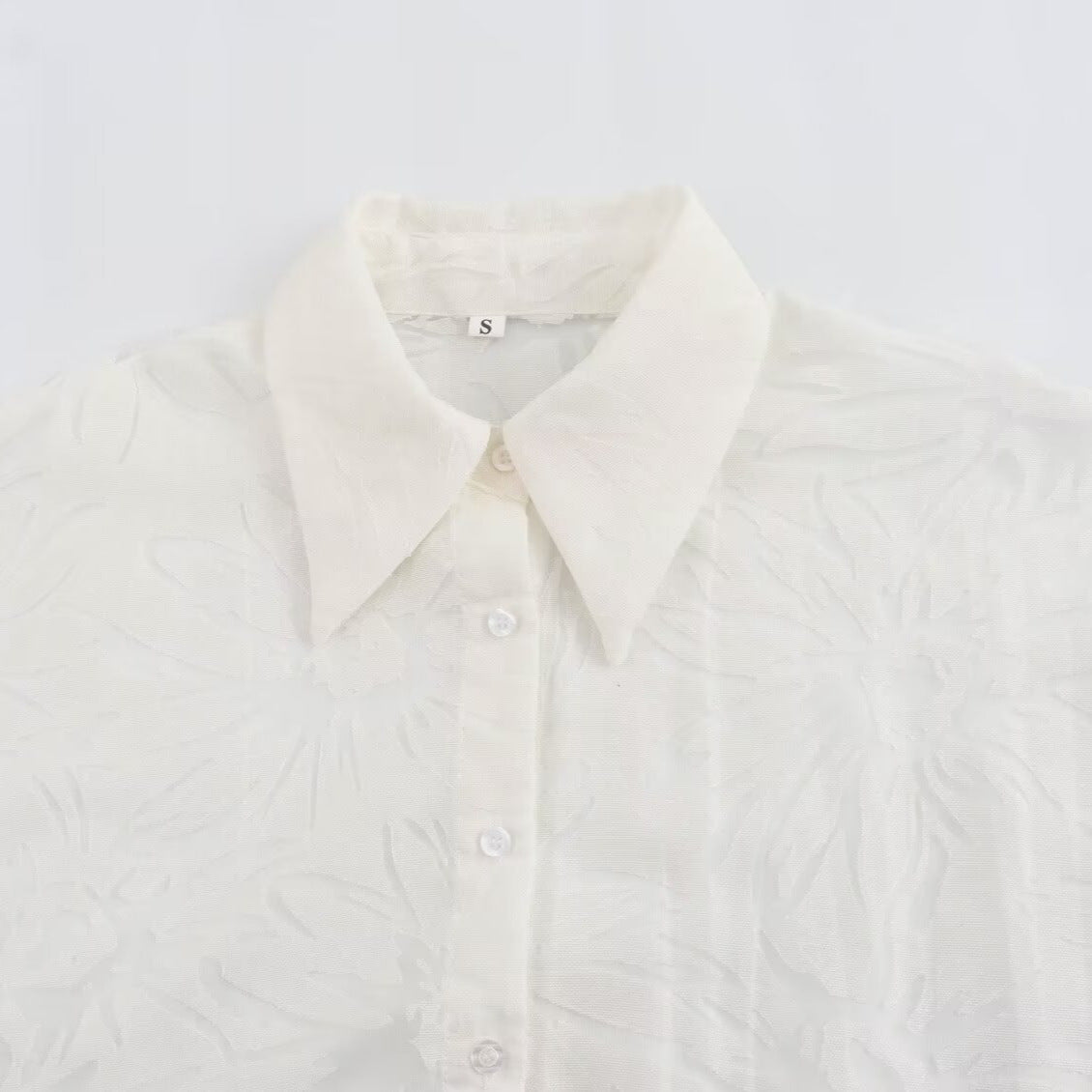 Dora | Dames Korte Blouse – Franse Stijl, Puff Mouwen & Klassieke Kraag