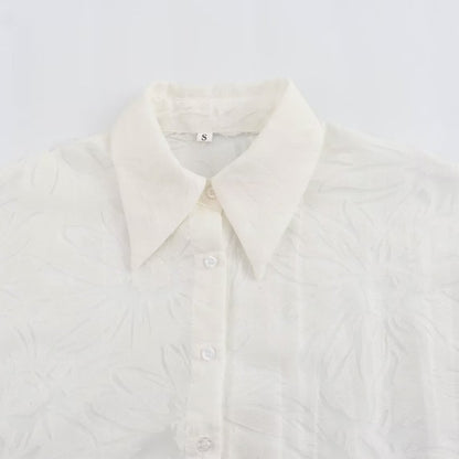 Dora | Dames Korte Blouse – Franse Stijl, Puff Mouwen & Klassieke Kraag