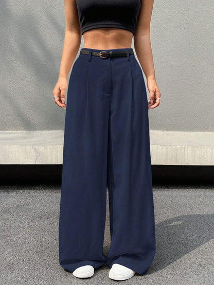 Ellie | Dames High-Waist Wide Leg Pantalon – Soepelvallend, Rechte Pijp & Lange Pasvorm