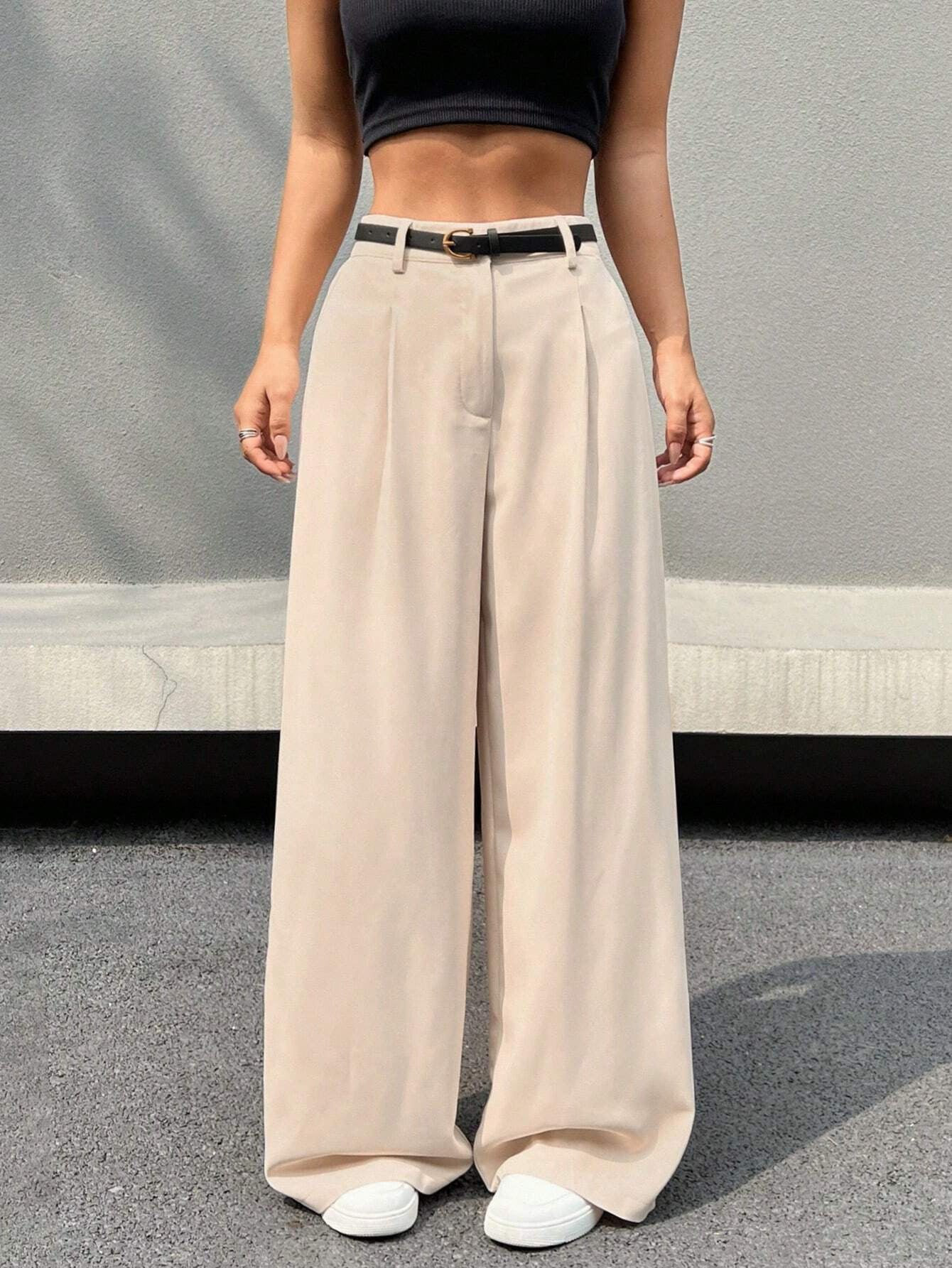 Ellie | Dames High-Waist Wide Leg Pantalon – Soepelvallend, Rechte Pijp & Lange Pasvorm