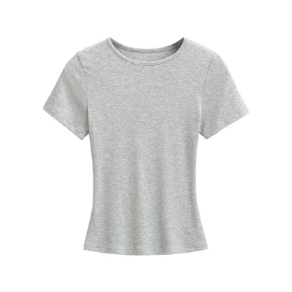 Febe | Dames Basic T-shirt – Amerikaanse Fit, Slim & Ronde Hals