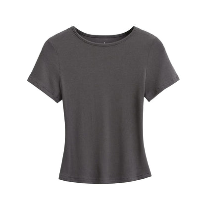 Febe | Dames Basic T-shirt – Amerikaanse Fit, Slim & Ronde Hals
