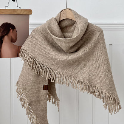Juliana | Dames Sjaal – 15% Wol Mix | Luxe Gebreide Omslagdoek met Franje | Warme & Stijlvolle Shawl | Herfst/Winter 2025
