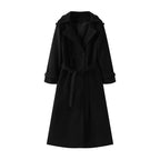 Kenzi | Dames Lange Mantel – Wolmix, Dubbele Rij Knopen & Ceintuur | Vintage Chic Herfst