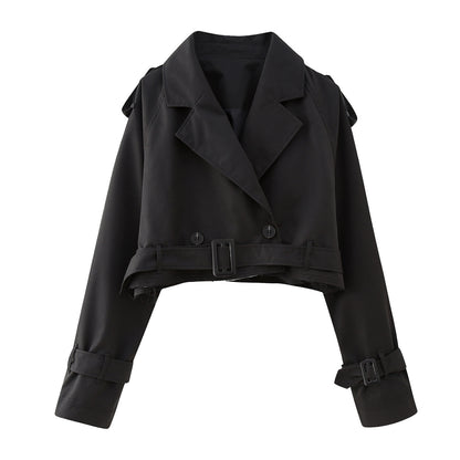 Lisanne | Dames Trenchcoat – Kort Model met Ceintuur | Europees/Amerikaanse Stijl | Voorjaar/Herfst