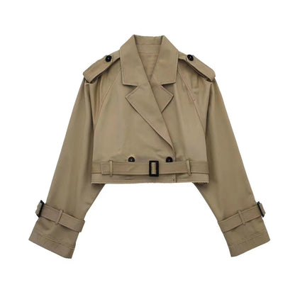 Lisanne | Dames Trenchcoat – Kort Model met Ceintuur | Europees/Amerikaanse Stijl | Voorjaar/Herfst