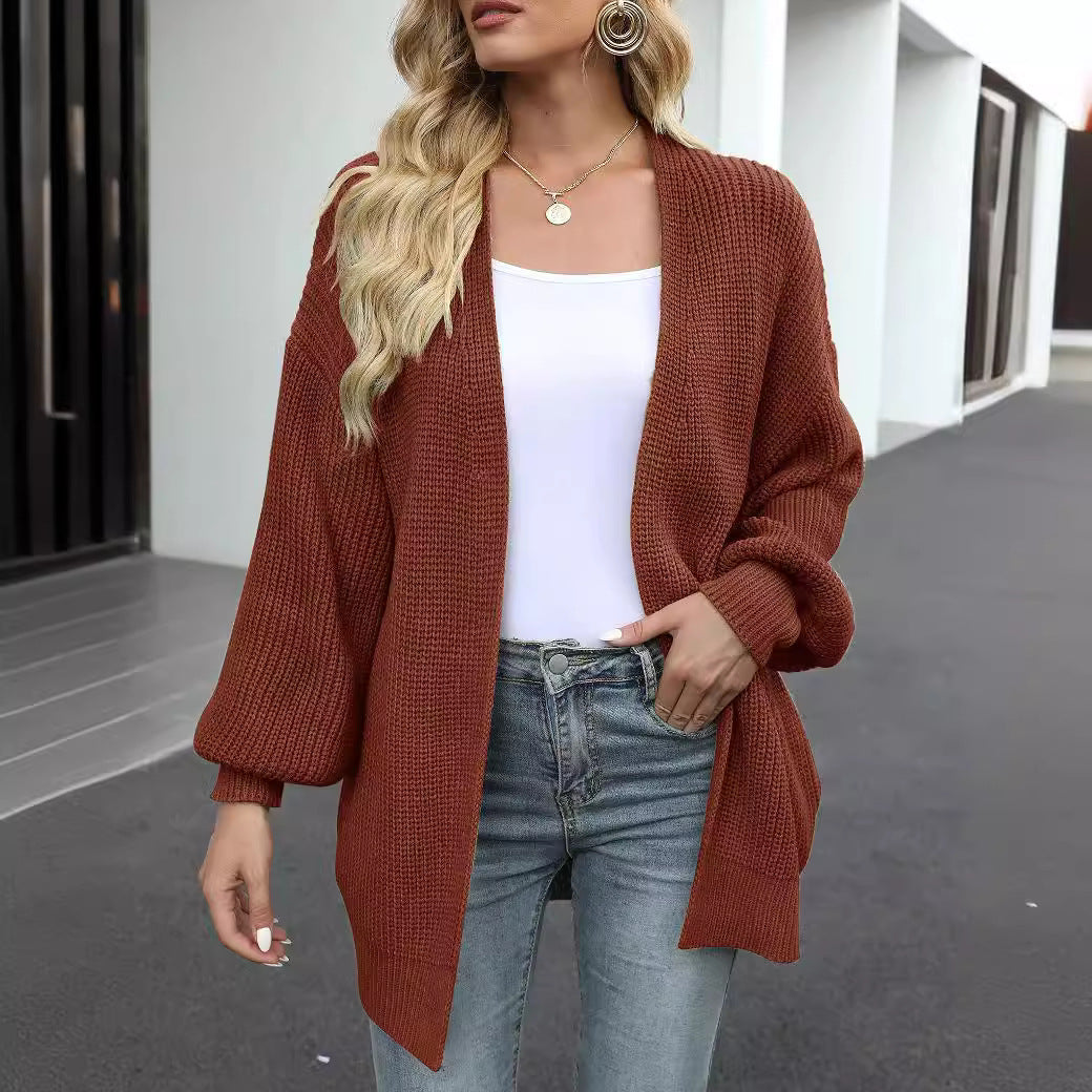 Maud | Dames Gebreid Vest – Dikke Knit, Ballonmouwen & Met Zakken