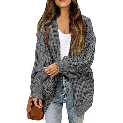 Maud | Dames Gebreid Vest – Dikke Knit, Ballonmouwen & Met Zakken