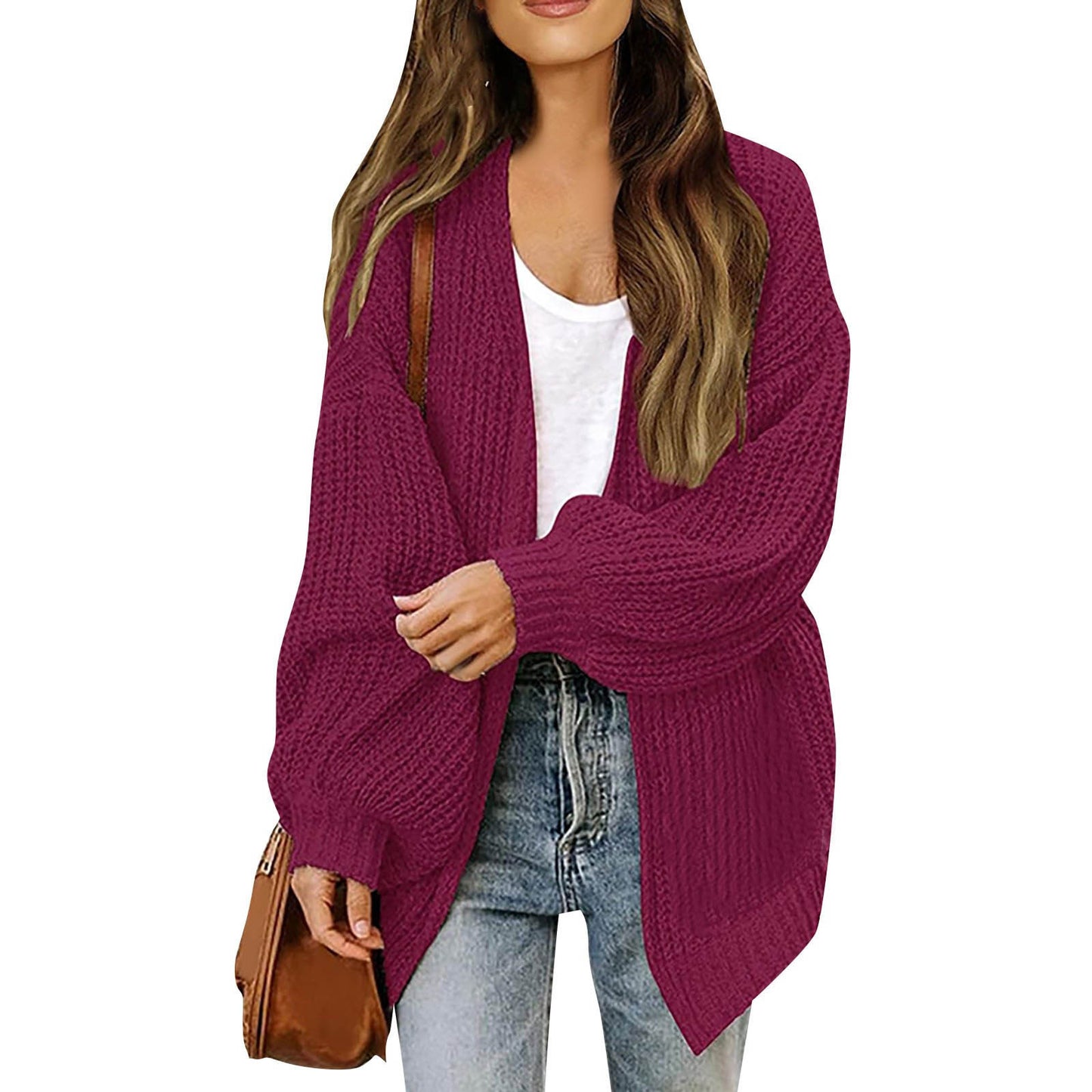 Maud | Dames Gebreid Vest – Dikke Knit, Ballonmouwen & Met Zakken