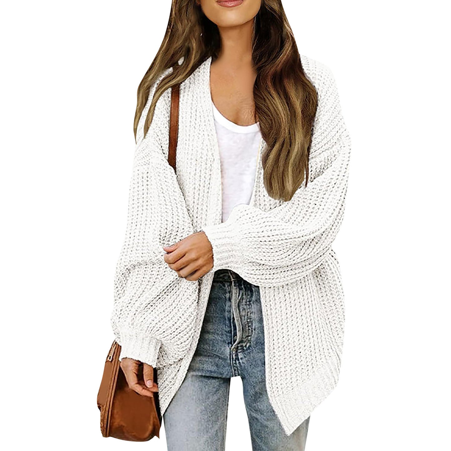 Maud | Dames Gebreid Vest – Dikke Knit, Ballonmouwen & Met Zakken