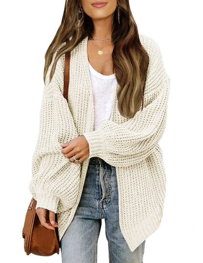 Maud | Dames Gebreid Vest – Dikke Knit, Ballonmouwen & Met Zakken