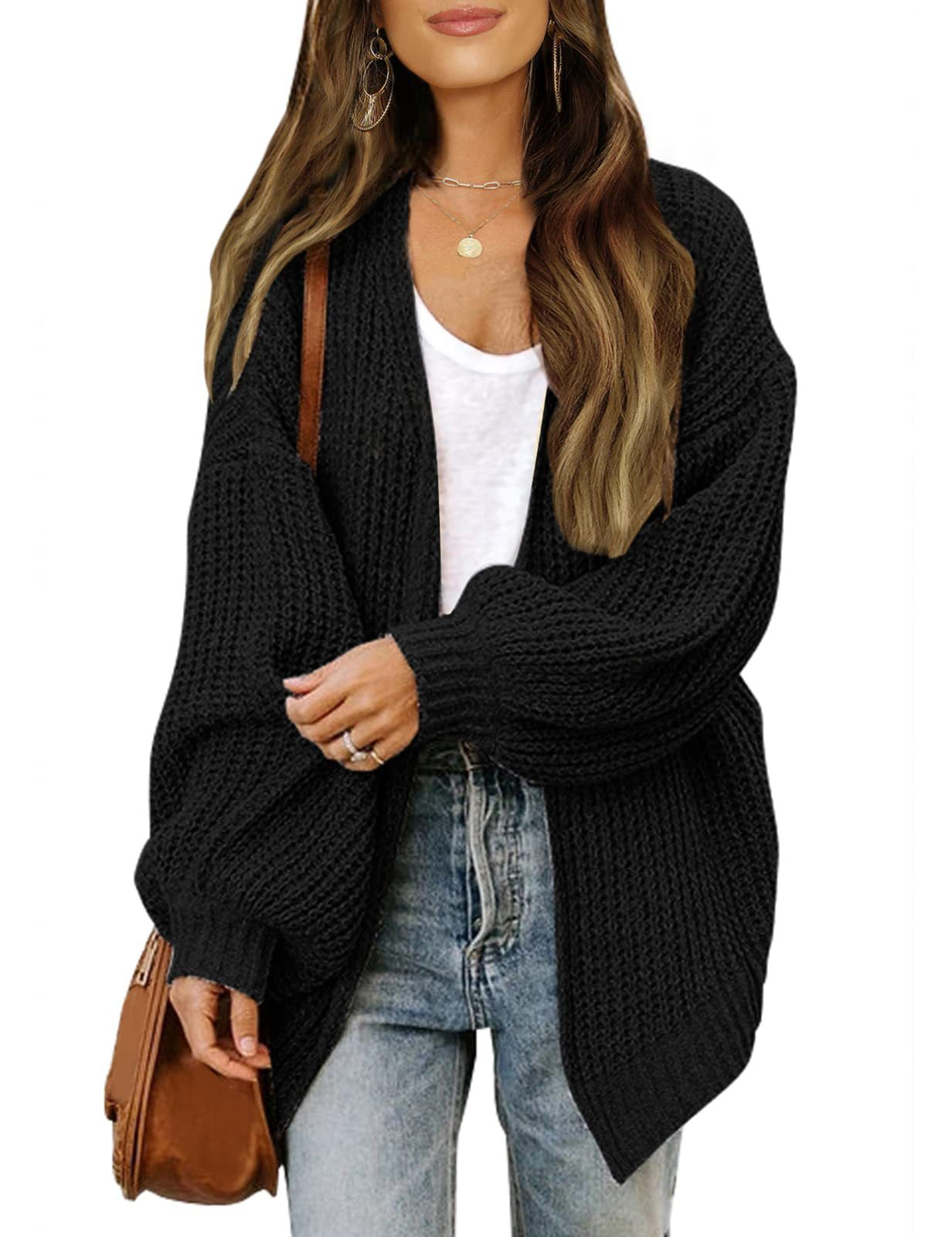 Maud | Dames Gebreid Vest – Dikke Knit, Ballonmouwen & Met Zakken
