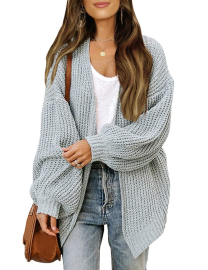 Maud | Dames Gebreid Vest – Dikke Knit, Ballonmouwen & Met Zakken