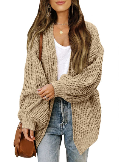 Maud | Dames Gebreid Vest – Dikke Knit, Ballonmouwen & Met Zakken