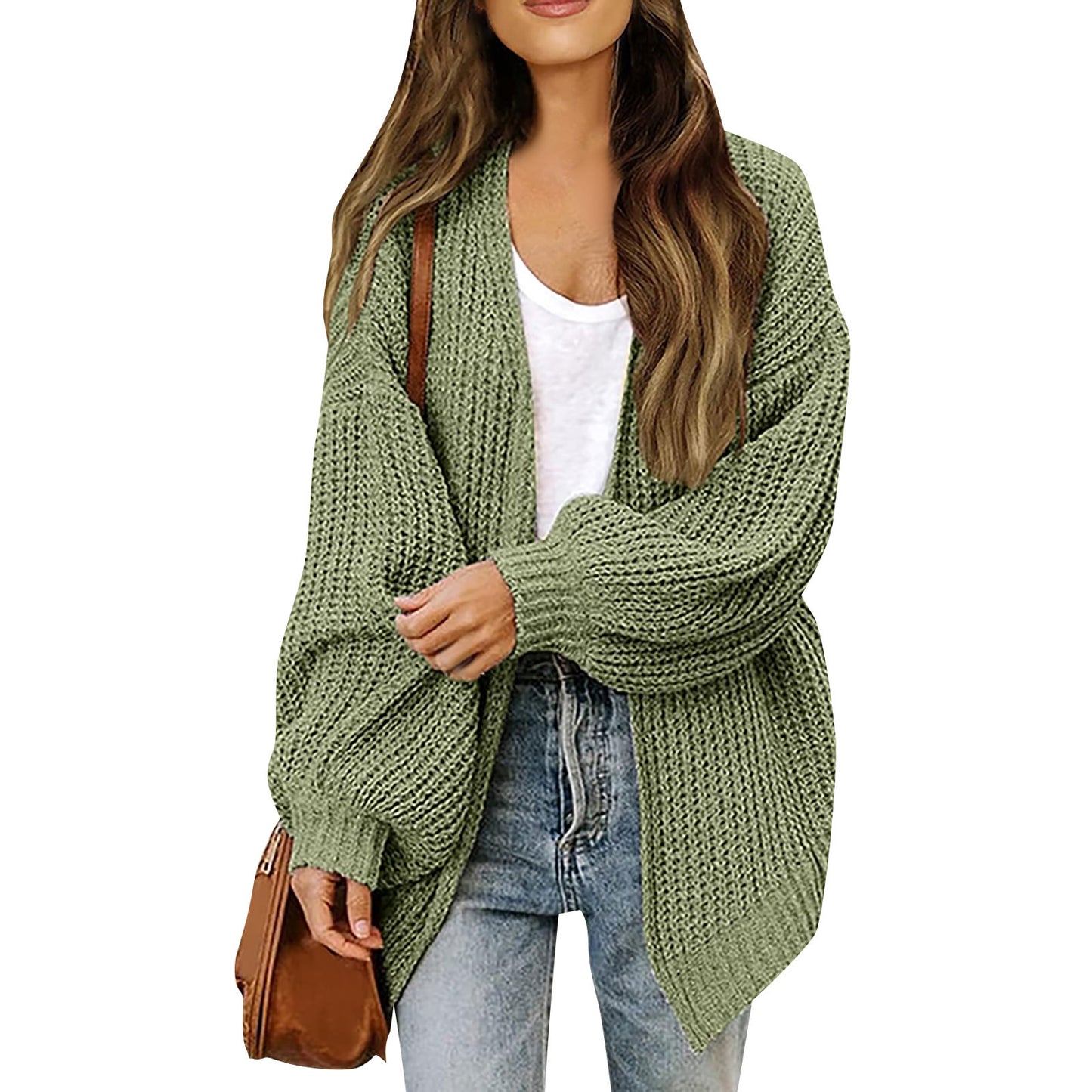 Maud | Dames Gebreid Vest – Dikke Knit, Ballonmouwen & Met Zakken