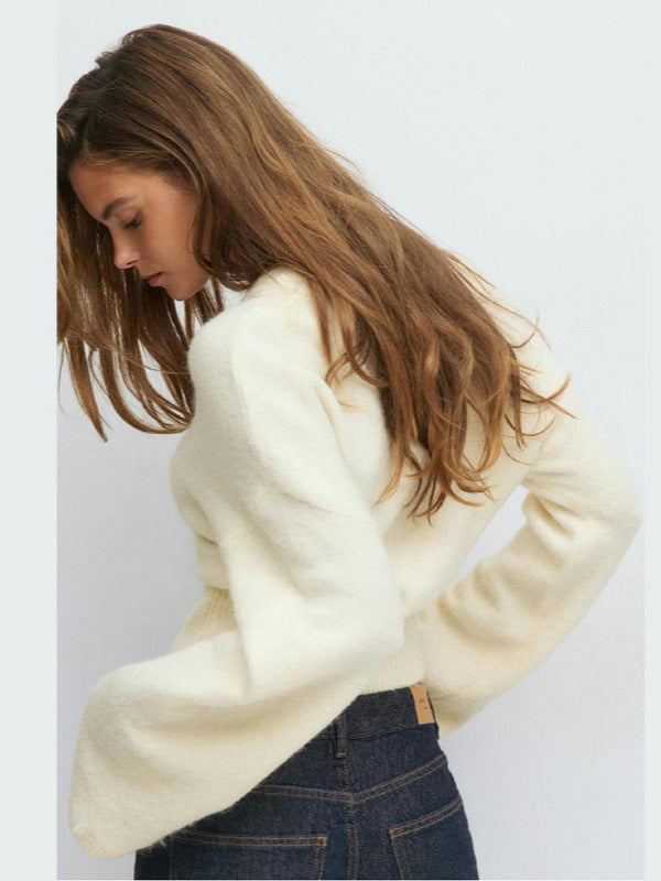 Seraphina | Dames Sweet-Soft Knit – Ronde Hals & Taille-Accent | Pure Color Slim-Fit Trui | Zacht & Vrouwelijk | Herfst/Winter 2025