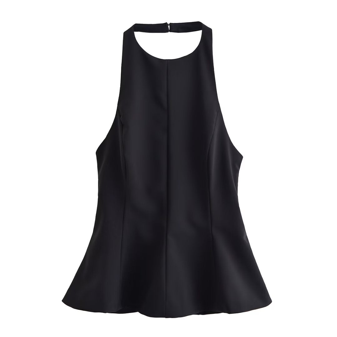 Quinny | Dames Halter Top – Effen Kleur, Getailleerd & Mini Dress Look