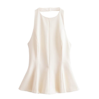 Quinny | Dames Halter Top – Effen Kleur, Getailleerd & Mini Dress Look
