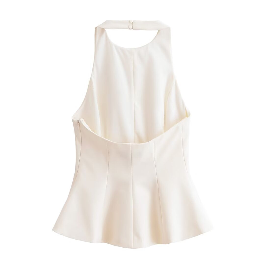 Quinny | Dames Halter Top – Effen Kleur, Getailleerd & Mini Dress Look