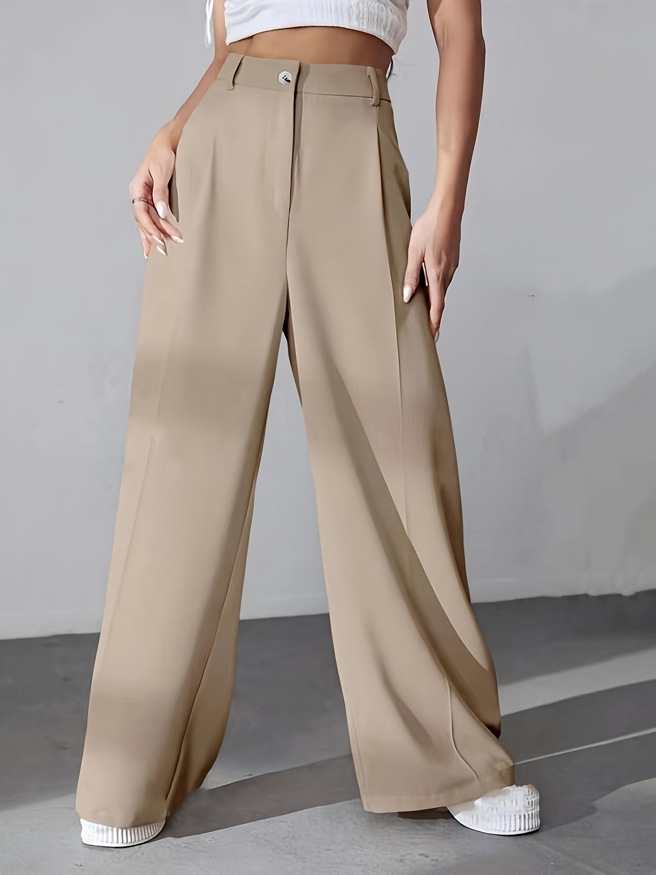 Roos | Dames Straight Leg Pantalon – Effen Kleur, Casual & Business Chic